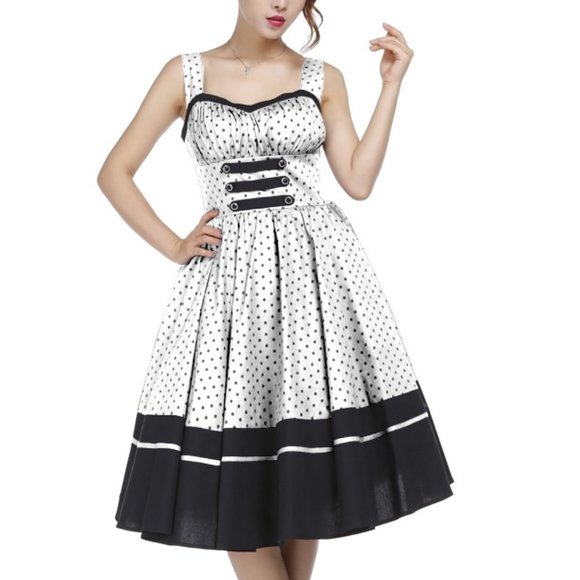 Polka Dot Pin Up Clothing Flare Dress - Picture 1 of 4